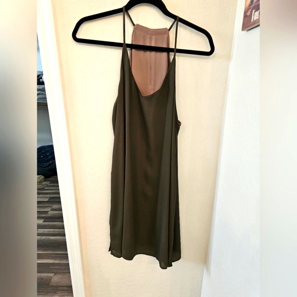 Elegant Reversable Olive Green Women's Dress